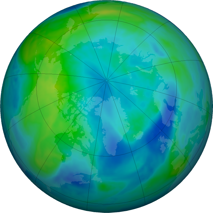 Arctic ozone map for 22 October 2019